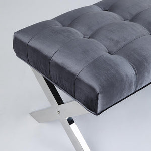 Lauren Charcoal Velvet Fabric Bench - durable benches with modern style | Image 4 | InSTYLE Home & Rugs