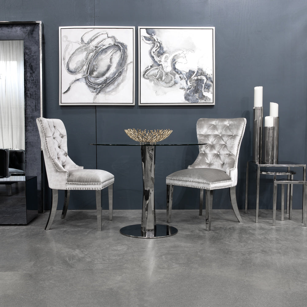 EUPHORIA Dining Chair E-Grey Velvet w/ steel legs | InSTYLE Home & Rugs