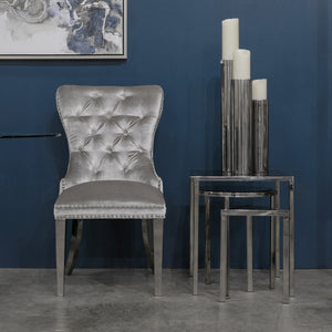 EUPHORIA Dining Chair E-Grey Velvet w/ steel legs | InSTYLE Home & Rugs