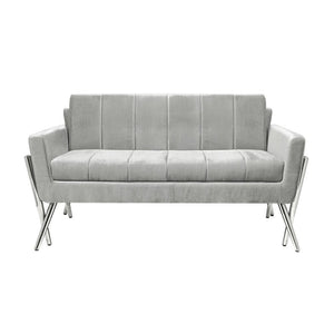 MORGAN Loveseat GY-LS-8112 Expensive Grey velvet with Polished silver frame 150*86*82cm - compact loveseat for stylish living room decor | Image 3 | InSTYLE Home & Rugs