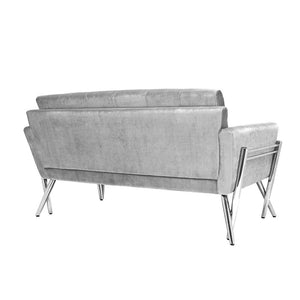 MORGAN Loveseat GY-LS-8112 Expensive Grey velvet with Polished silver frame 150*86*82cm - compact loveseat for stylish living room decor | Image 4 | InSTYLE Home & Rugs