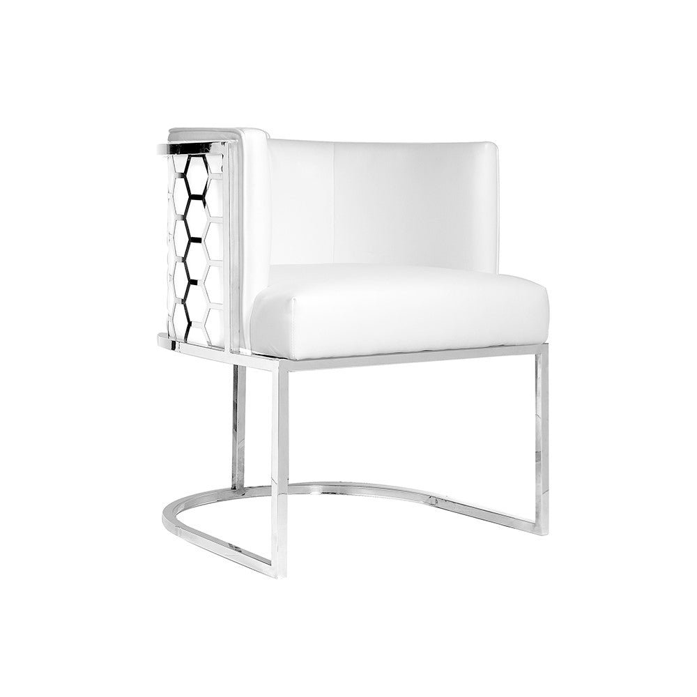 Chamberlain Chair GY-DC-8148 White Aspen Pu + Polished Steel frame - variety of styles from classic to contemporary | Image 1 | InSTYLE Home & Rugs