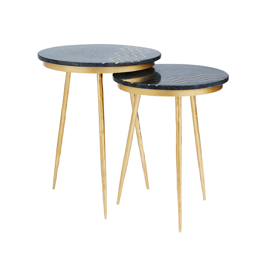 Belvin End table SET OF 2 BLACK MARBLE | InSTYLE Home & Rugs