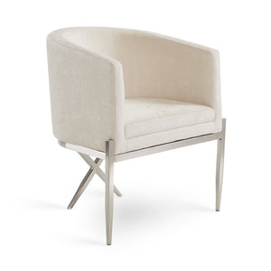 ANTON CHAIR GY-AC-8391 ivory fabric BRUSHED STEEL - comfortable seating for dining and office spaces | Image 1 | InSTYLE Home & Rugs