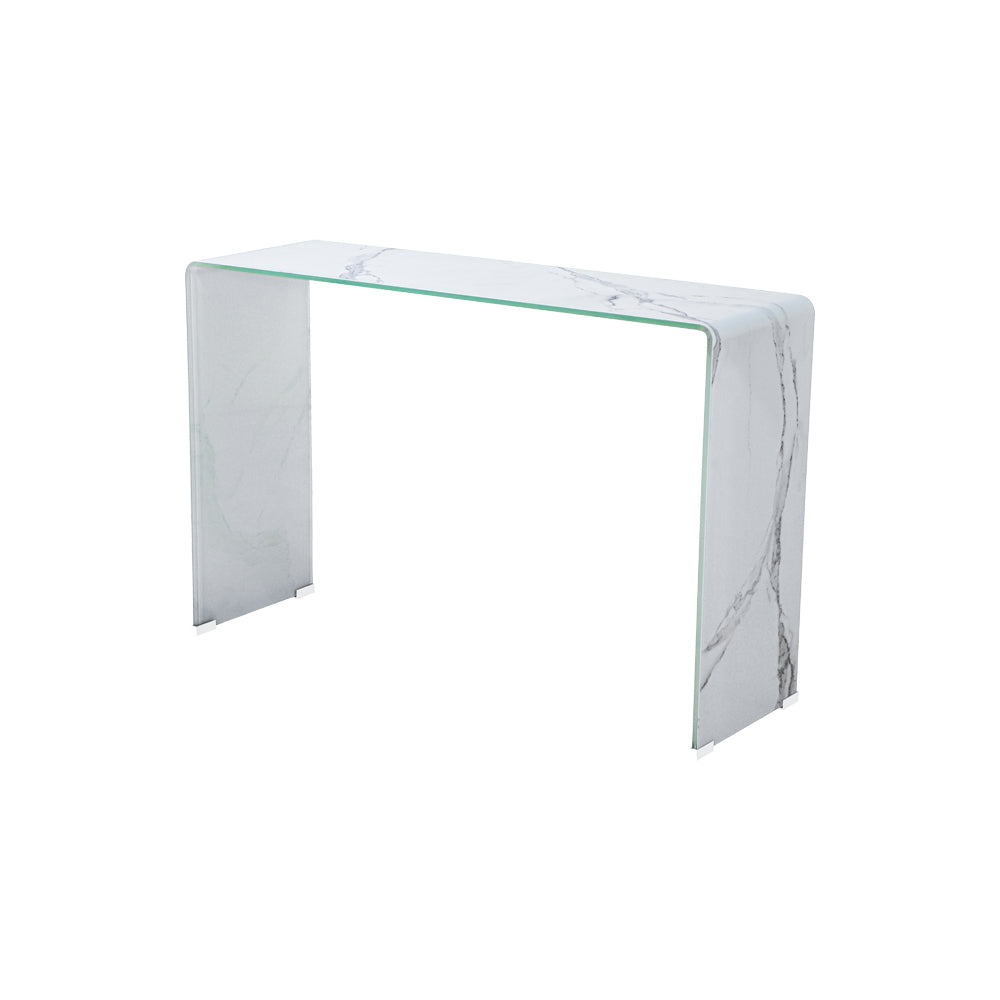 Marble Look Bent Glass Console Table GY-CST-801 - perfect for holding drinks, decor, or lamps | Image 2 | InSTYLE Home & Rugs