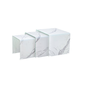 Marble Look Bent Glass Nesting Tables GY-NEST-801 - available in various materials and finishes | Image 2 | InSTYLE Home & Rugs