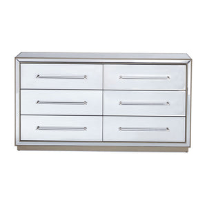 Mirrored 6 drawers chest GY-LG137-6 Antique Gold paint Frame grey mirror/soft closing rails - elegant drawers chest with ample space for clothes and accessories | Image 1 | InSTYLE Home & Rugs