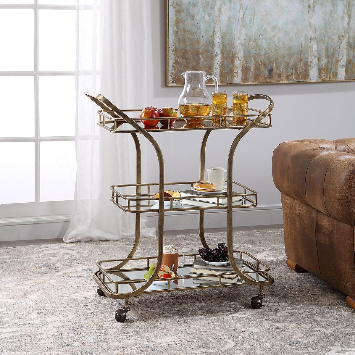 Stassi Serving Cart - timeless artwork that brings character to any space | Image 2 | InSTYLE Home & Rugs