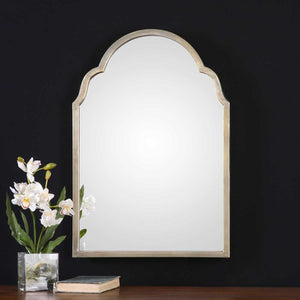 Brayden Petite Arch Mirror, Champagne - elegant mirror for adding style and light to any room | Image 3 | InSTYLE Home & Rugs