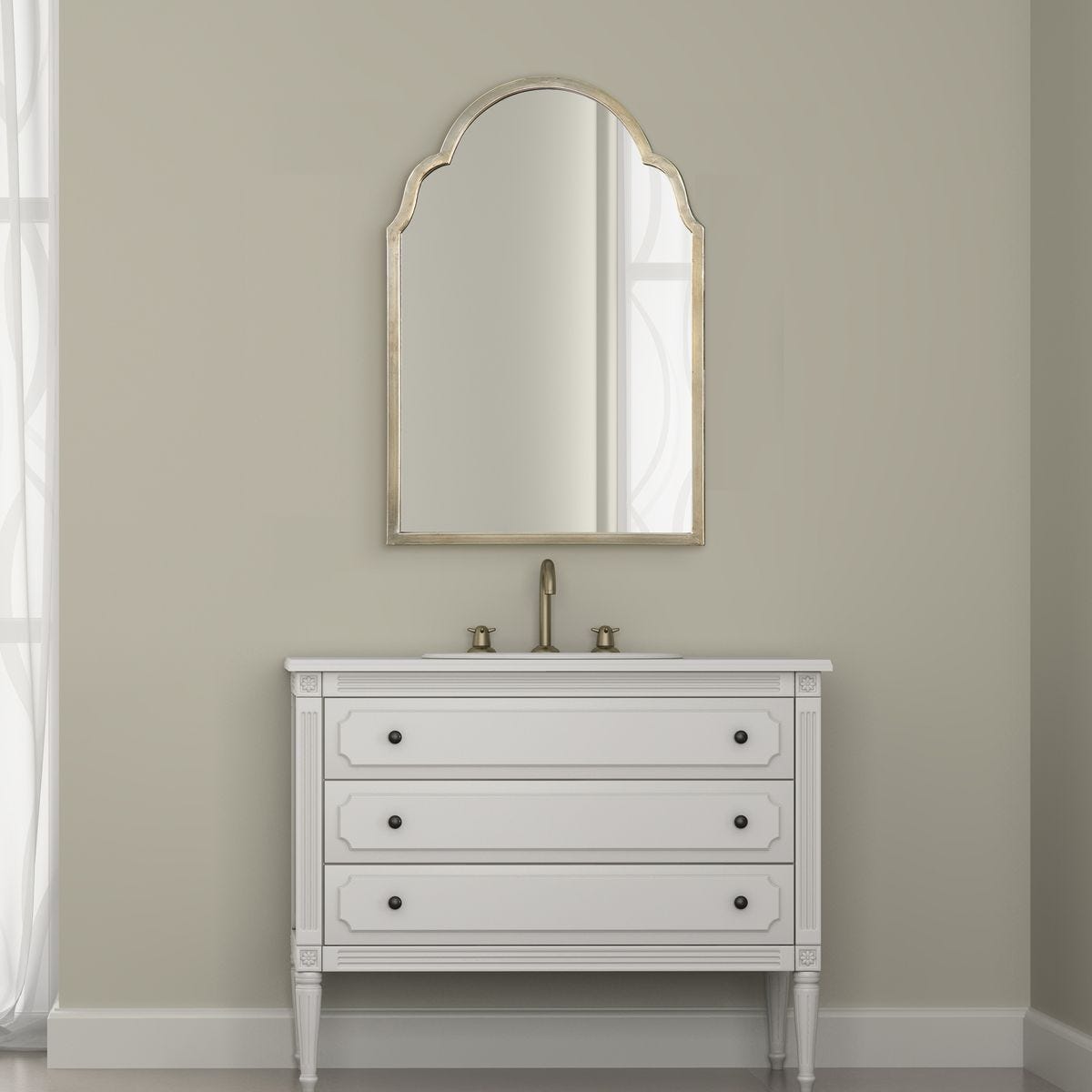 Brayden Petite Arch Mirror, Champagne - elegant mirror for adding style and light to any room | Image 1 | InSTYLE Home & Rugs
