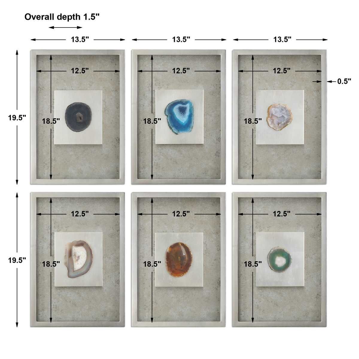 Agate Stone Silver Shadow Box, S/6 - transform your walls with stylish wall decor | Image 3 | InSTYLE Home & Rugs
