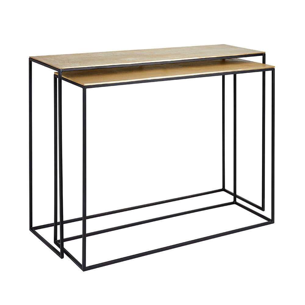 Iron Console Tables Gold Aluminum Top Set Of 2 | InSTYLE Home & Rugs