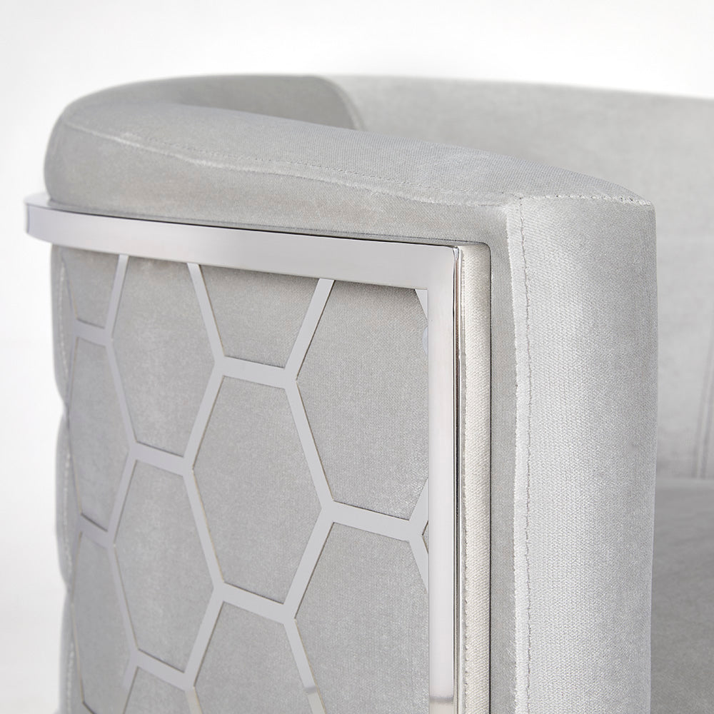 HONEYCOMB Accent Chair GY-AC-8148 Grey velvet - variety of styles from classic to contemporary | Image 3 | InSTYLE Home & Rugs