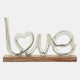 Love On Wood Base, Silver