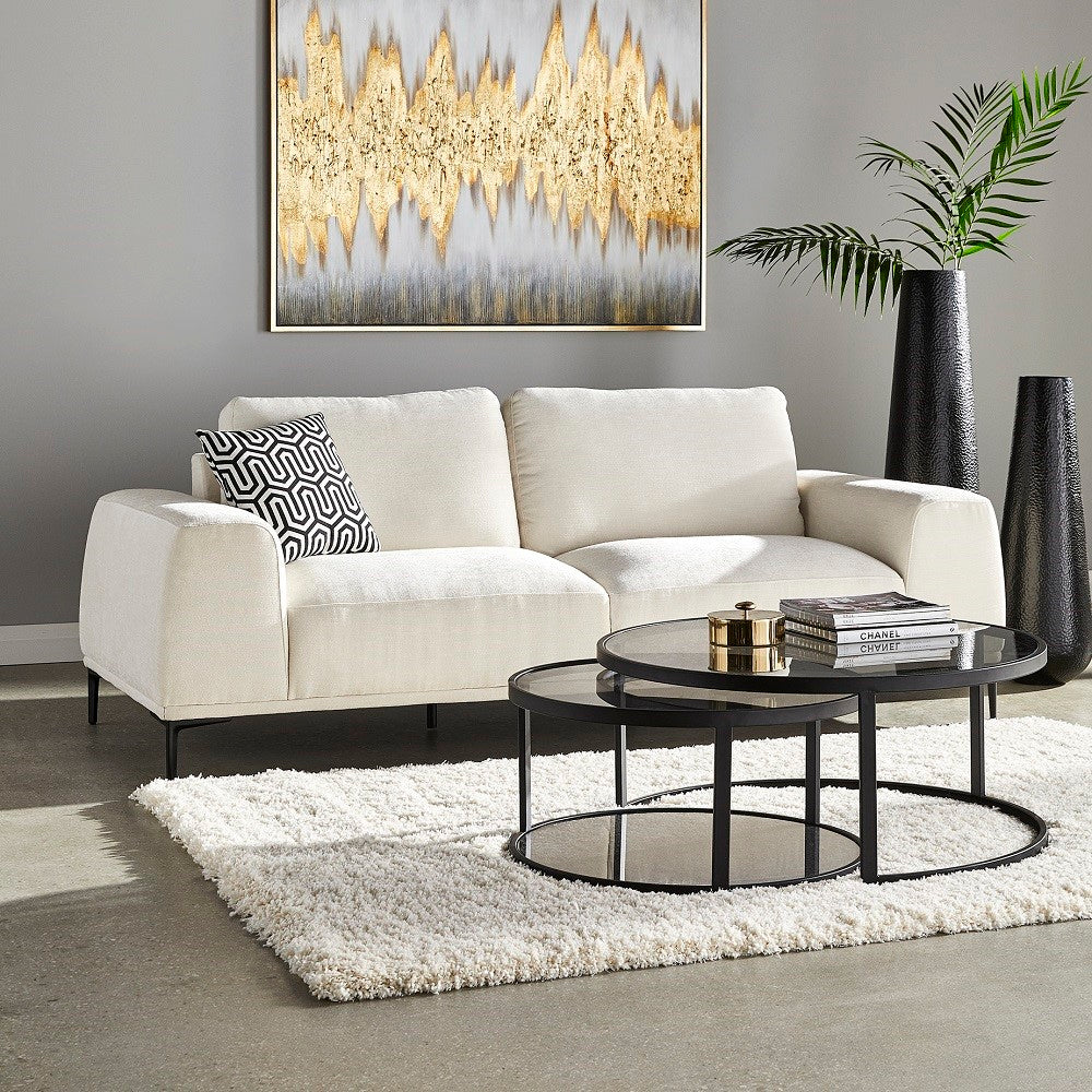 MIDDLETON Sofa Grey linen Silex 23 Black legs - modern black & grey sofa | Image 1 | InSTYLE Home & Rugs