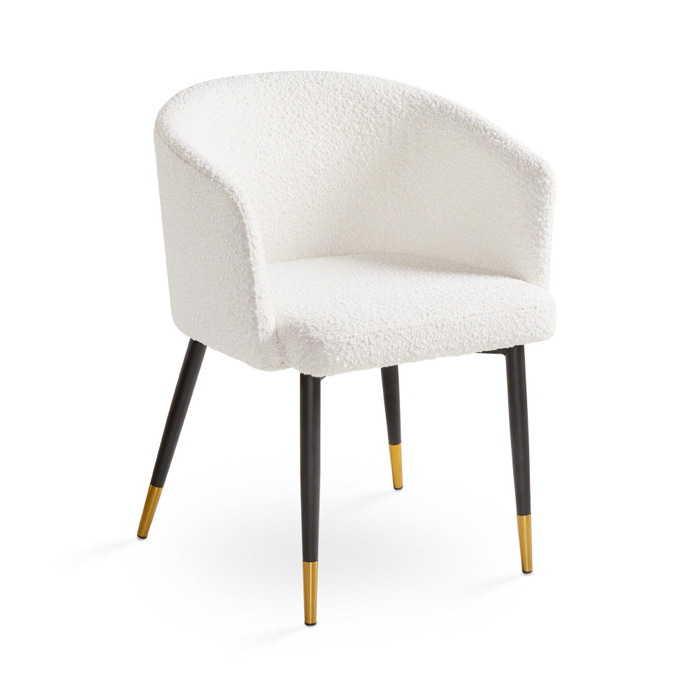 JORDAN CHAIR GY-DC-810 White Boucle Bella #1 black legs with gold caps - stylish chairs for any table | Image 1 | InSTYLE Home & Rugs