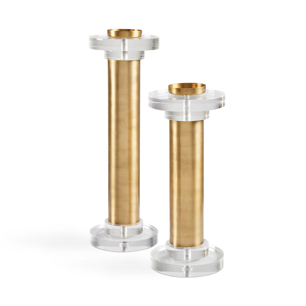MYLAH PILLAR CANDLE HOLDER with Acrylic Antique Brass (SET OF 2) - from wall art to decorative accessories, we have it all | Image 3 | InSTYLE Home & Rugs