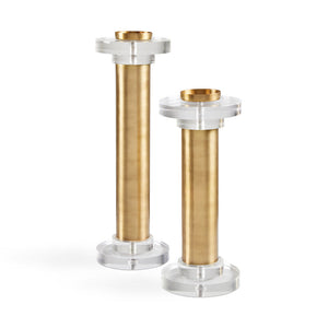 MYLAH PILLAR CANDLE HOLDER with Acrylic Antique Brass (SET OF 2) - from wall art to decorative accessories, we have it all | Image 3 | InSTYLE Home & Rugs