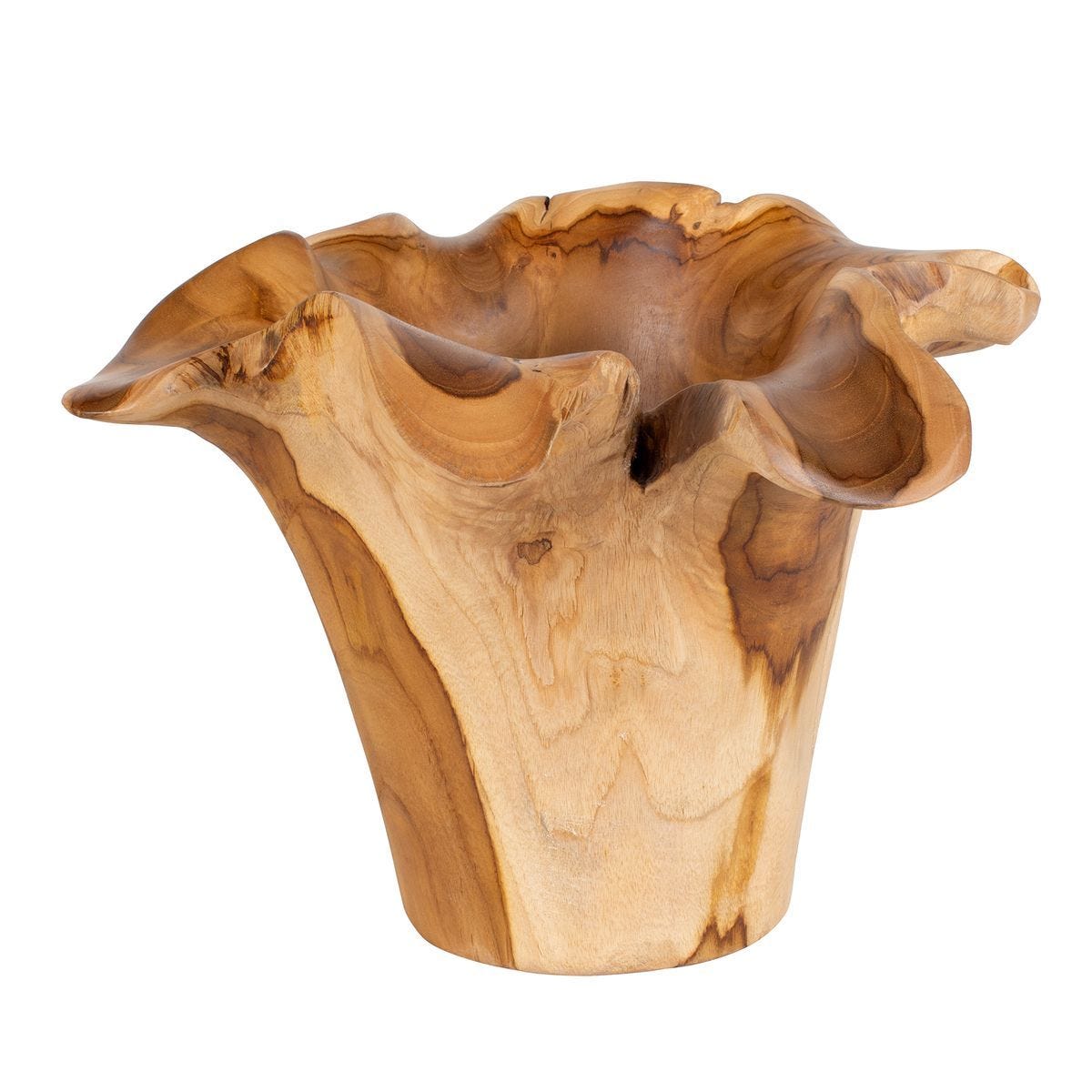 Teak Flow Indoor-Outdoor Bowl, Natural - modern decorative bowl for displaying fruit or decorative items | Image 4 | InSTYLE Home & Rugs