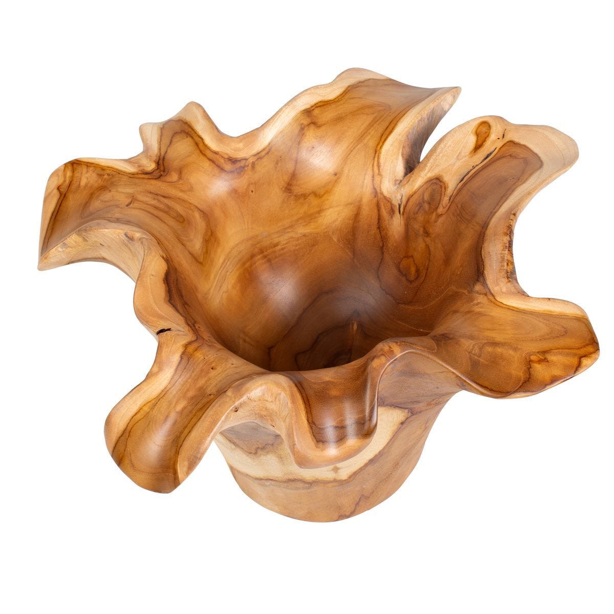 Teak Flow Indoor-Outdoor Bowl, Natural - modern decorative bowl for displaying fruit or decorative items | Image 5 | InSTYLE Home & Rugs