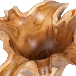 Teak Flow Indoor-Outdoor Bowl, Natural - modern decorative bowl for displaying fruit or decorative items | Image 6 | InSTYLE Home & Rugs