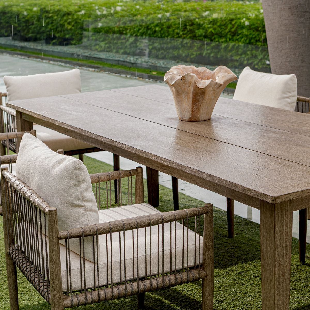 Teak Flow Indoor-Outdoor Bowl, Natural - modern decorative bowl for displaying fruit or decorative items | Image 8 | InSTYLE Home & Rugs