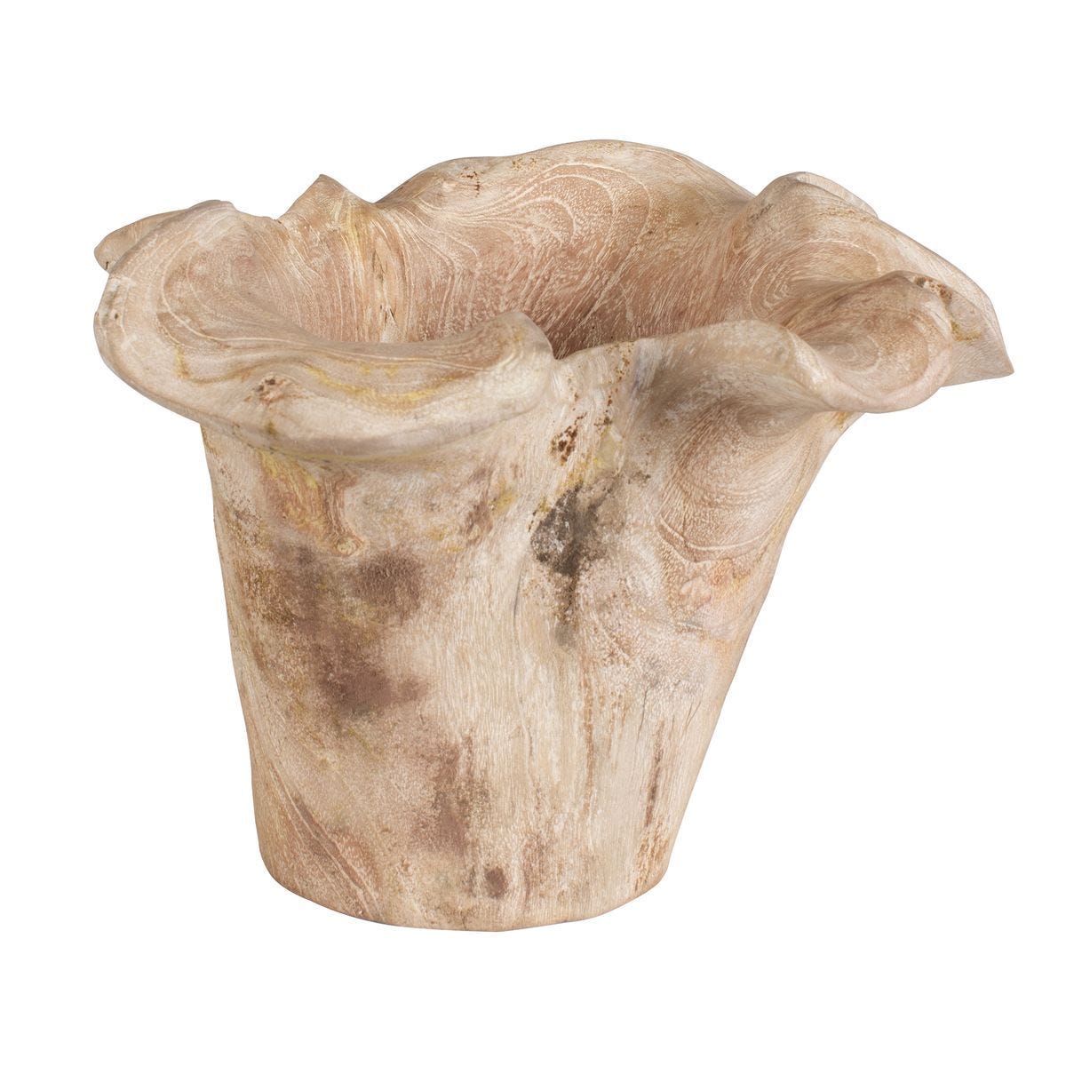 Teak Flow Indoor-Outdoor Bowl, White Wash - elegant decorative bowl for a unique centerpiece in any room | Image 4 | InSTYLE Home & Rugs