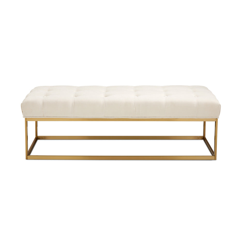 MODERN SS Bench GY-BC8415BG Silex Ivory Brushed Gold Frame - perfect for entryways or patios | Image 3 | InSTYLE Home & Rugs