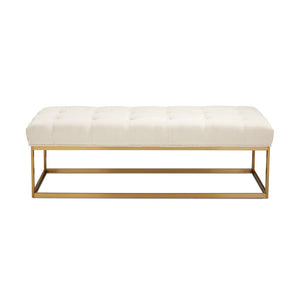 MODERN SS Bench GY-BC8415BG Silex Ivory Brushed Gold Frame - perfect for entryways or patios | Image 3 | InSTYLE Home & Rugs