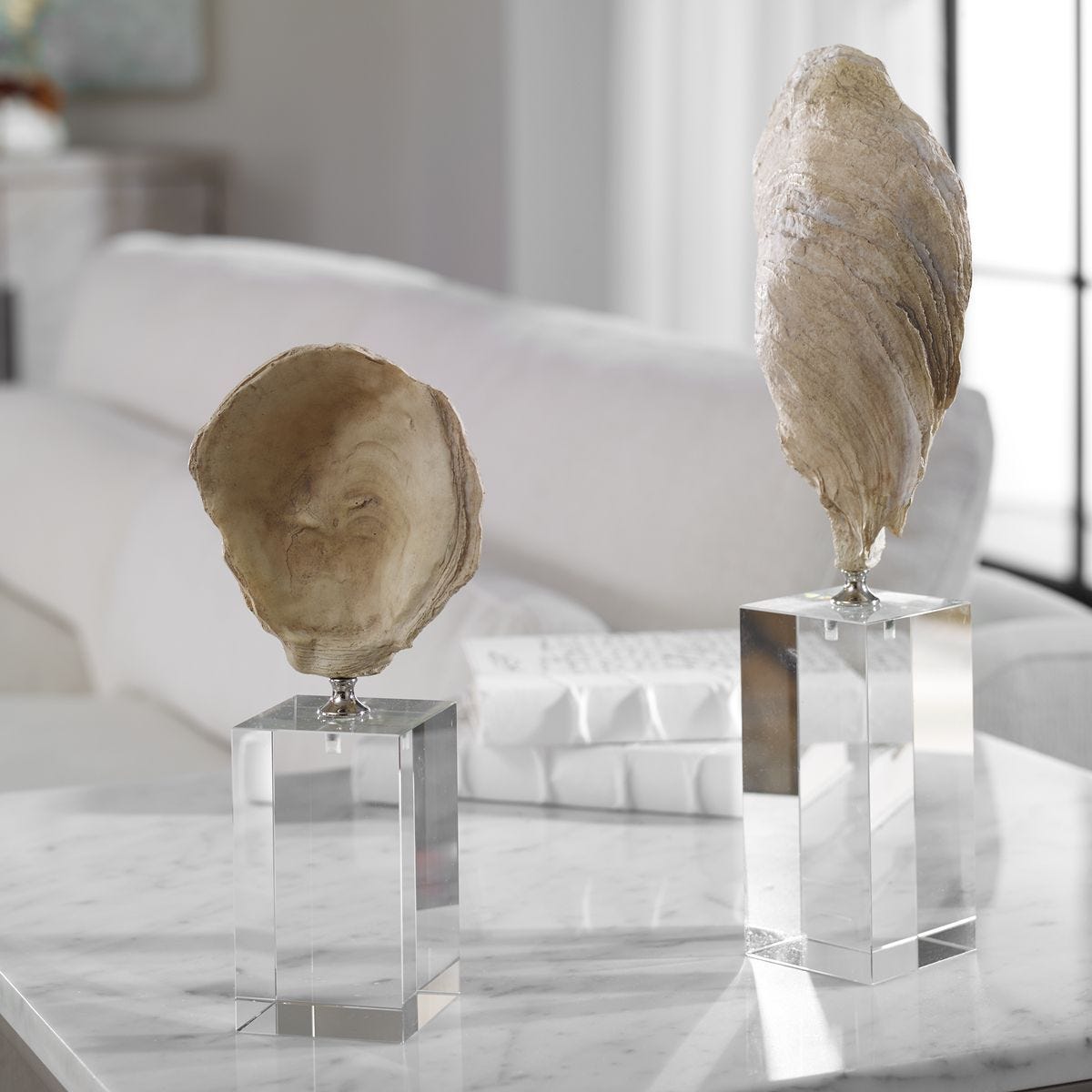 Oyster Shell Sculptures, S/2 - modern accessories for a personalized living space | Image 1 | InSTYLE Home & Rugs