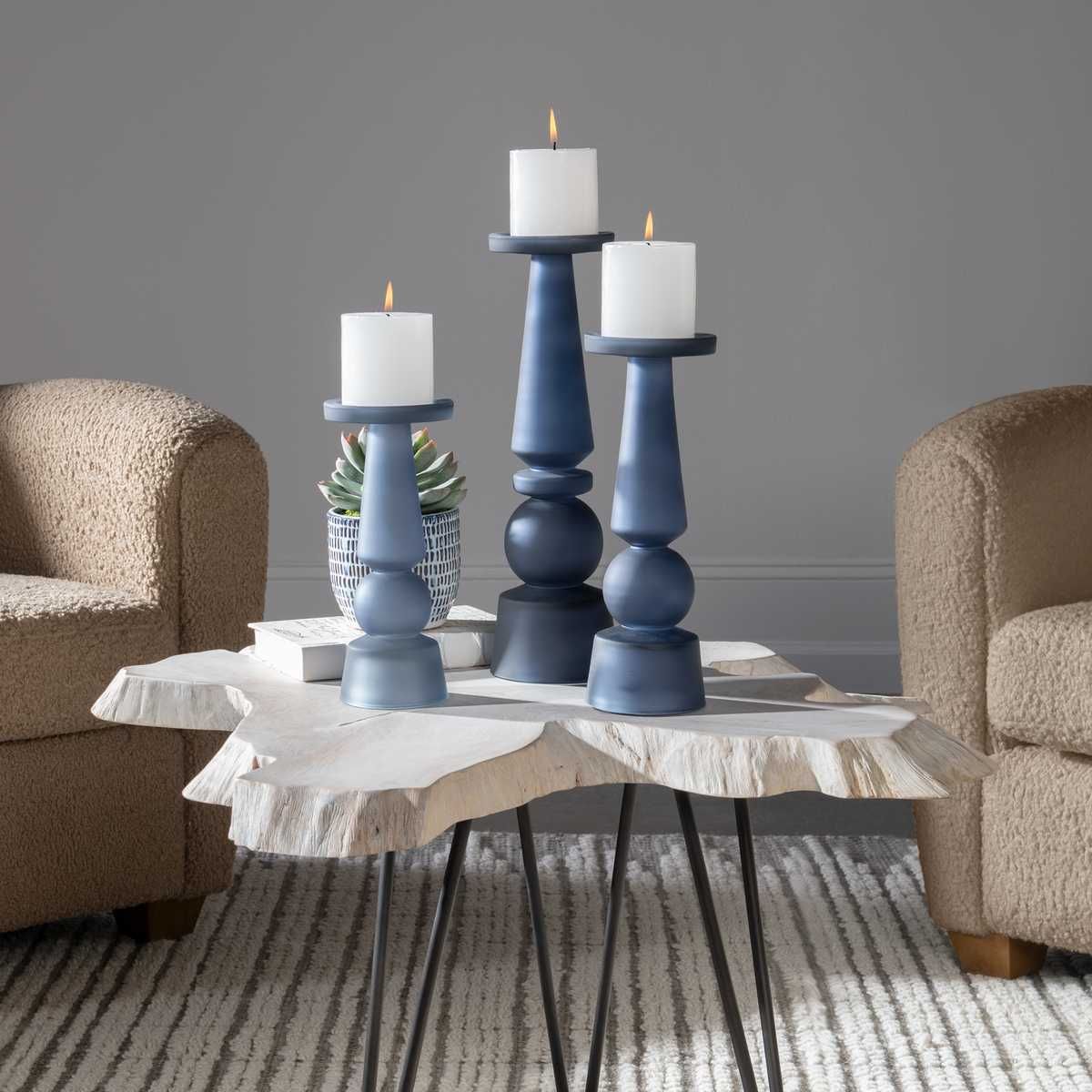 Cassiopeia Candleholders, Midnight Blue, S/3 - stylish home accessories to complete your decor | Image 3 | InSTYLE Home & Rugs