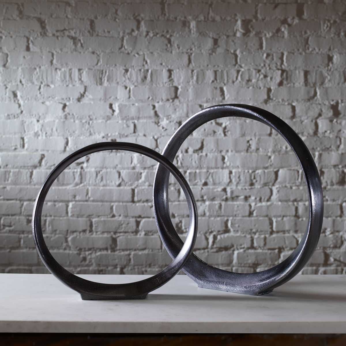 Orbits Ring Sculptures, Black Nickel, S/2 - modern accessories for a personalized living space | Image 1 | InSTYLE Home & Rugs