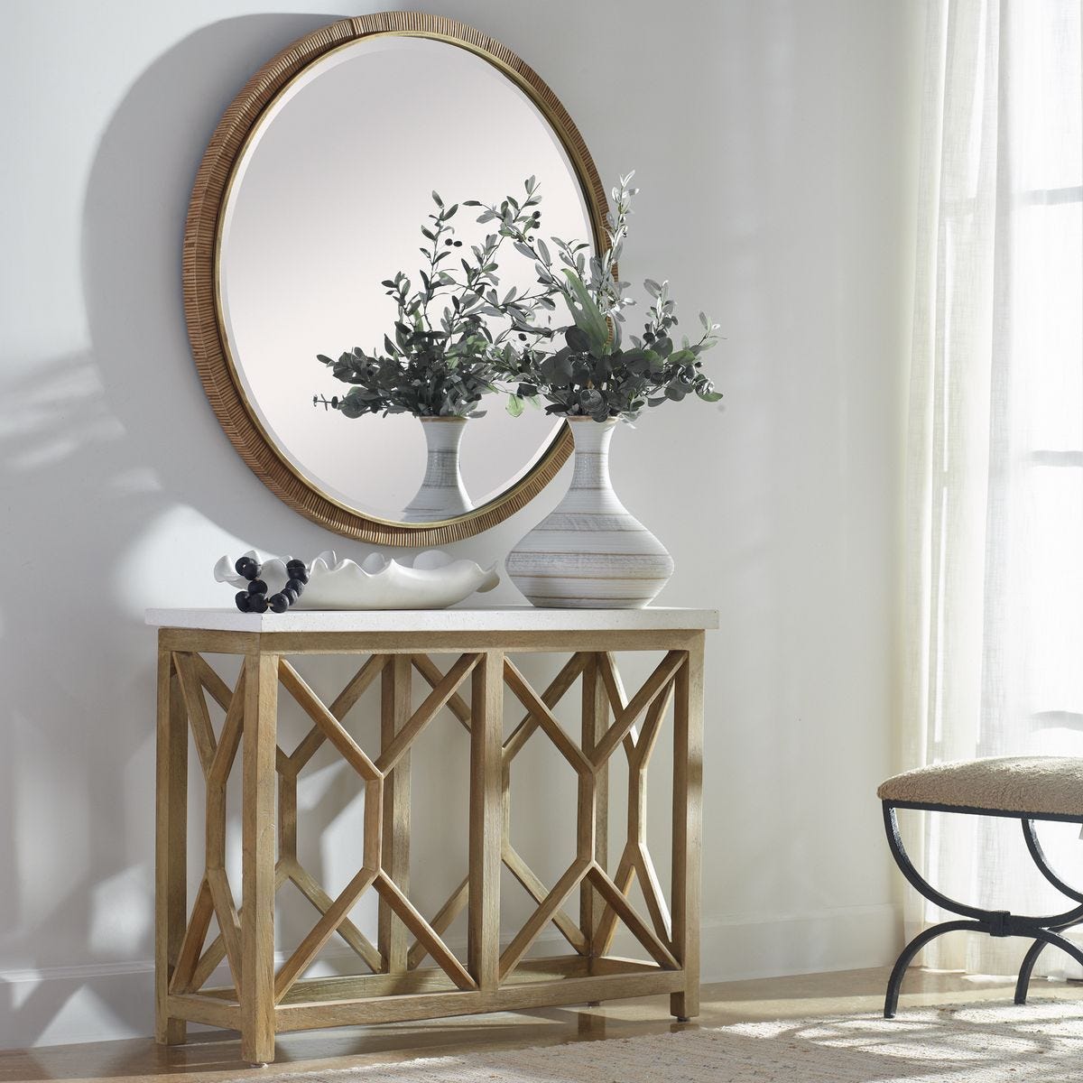 Ruffled Feathers Indoor-Outdoor Bowl, White - elegant decorative bowl for a unique centerpiece in any room | Image 3 | InSTYLE Home & Rugs