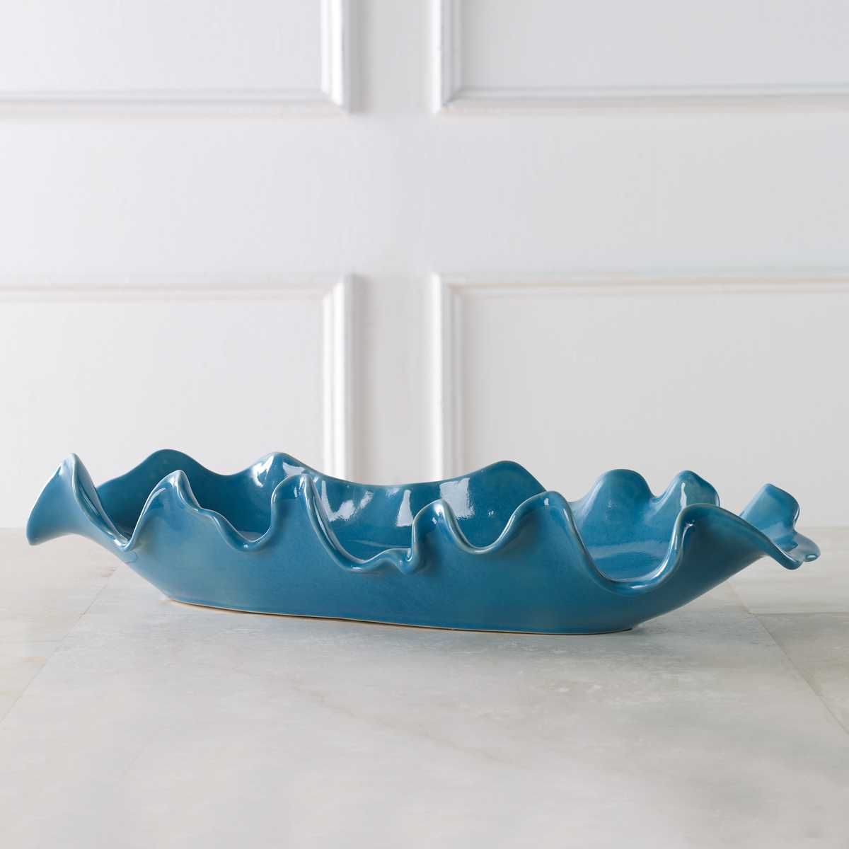 Ruffled Feathers Bowl, Blue - stylish decorative bowl to enhance your home decor | Image 4 | InSTYLE Home & Rugs