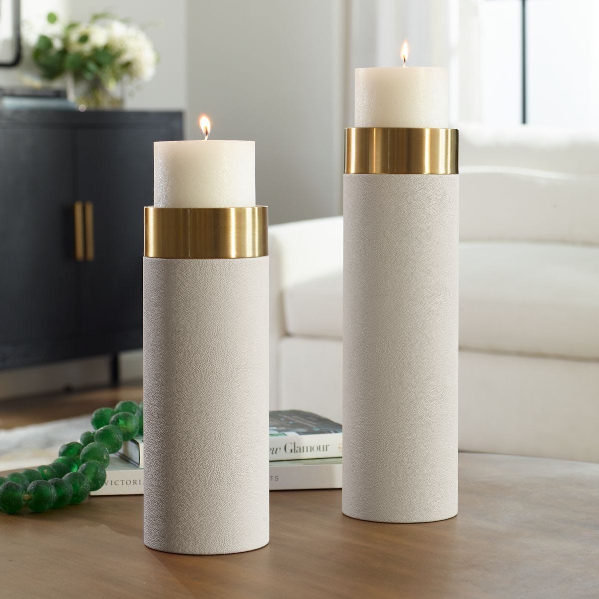Wessex Candleholders, White, S/2 - decor accents and accessories for every room | Image 1 | InSTYLE Home & Rugs