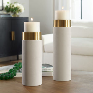 Wessex Candleholders, White, S/2 - decor accents and accessories for every room | Image 1 | InSTYLE Home & Rugs