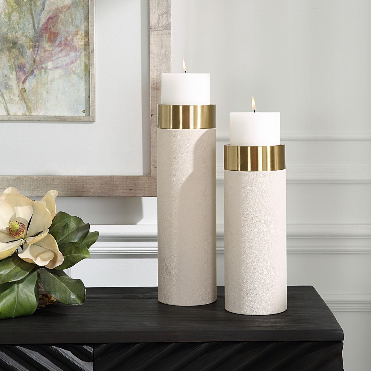 Wessex Candleholders, White, S/2 - decor accents and accessories for every room | Image 3 | InSTYLE Home & Rugs