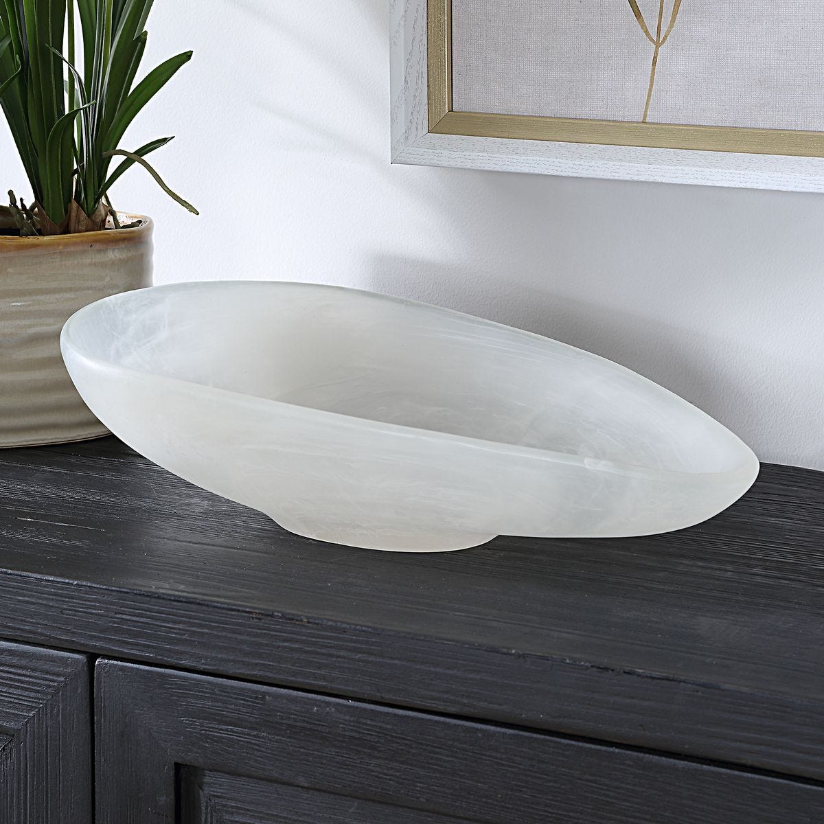 Marchena Bowl, White - modern decorative bowl for displaying fruit or decorative items | Image 3 | InSTYLE Home & Rugs