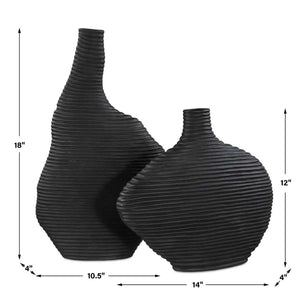 Duostacked Vases, Black, S/2 - modern accessories for a personalized living space | Image 7 | InSTYLE Home & Rugs