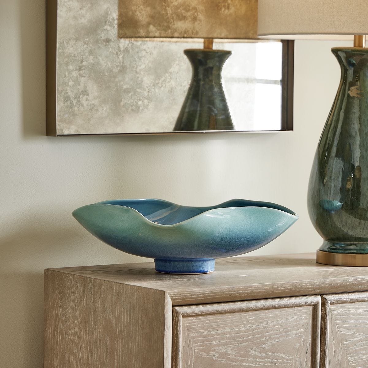 Blue Lagoon Indoor-Outdoor Bowl - modern decorative bowl for displaying fruit or decorative items | Image 3 | InSTYLE Home & Rugs