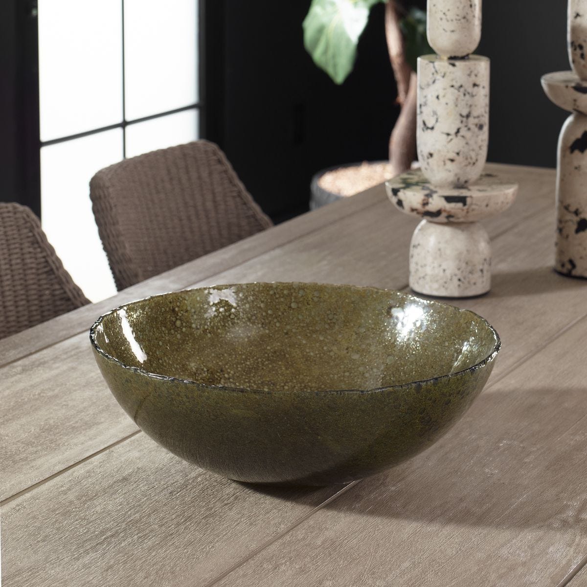 Veridian Shimmer Bowl - elegant decorative bowl for a unique centerpiece in any room | Image 3 | InSTYLE Home & Rugs