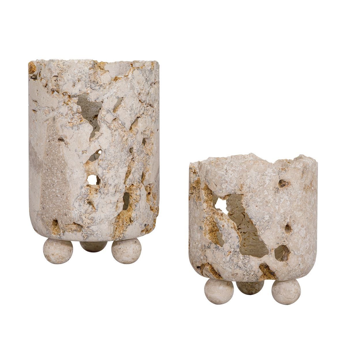 Quarried Stone Indoor-Outdoor Candleholders, S/2 - decor accents and accessories for every room | Image 10 | InSTYLE Home & Rugs