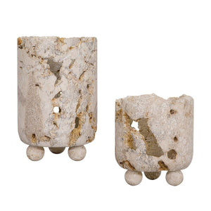 Quarried Stone Indoor-Outdoor Candleholders, S/2 - decor accents and accessories for every room | Image 10 | InSTYLE Home & Rugs
