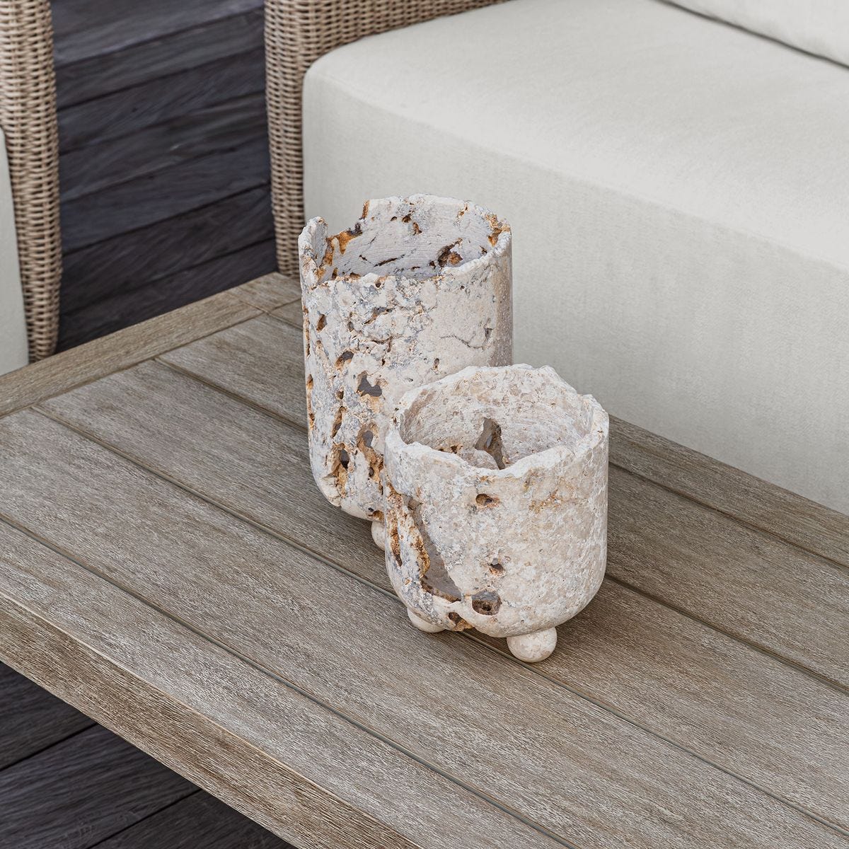 Quarried Stone Indoor-Outdoor Candleholders, S/2 - decor accents and accessories for every room | Image 8 | InSTYLE Home & Rugs