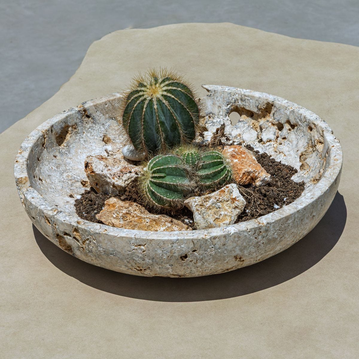 Quarried Stone Indoor-Outdoor Bowl - elegant decorative bowl for a unique centerpiece in any room | Image 1 | InSTYLE Home & Rugs
