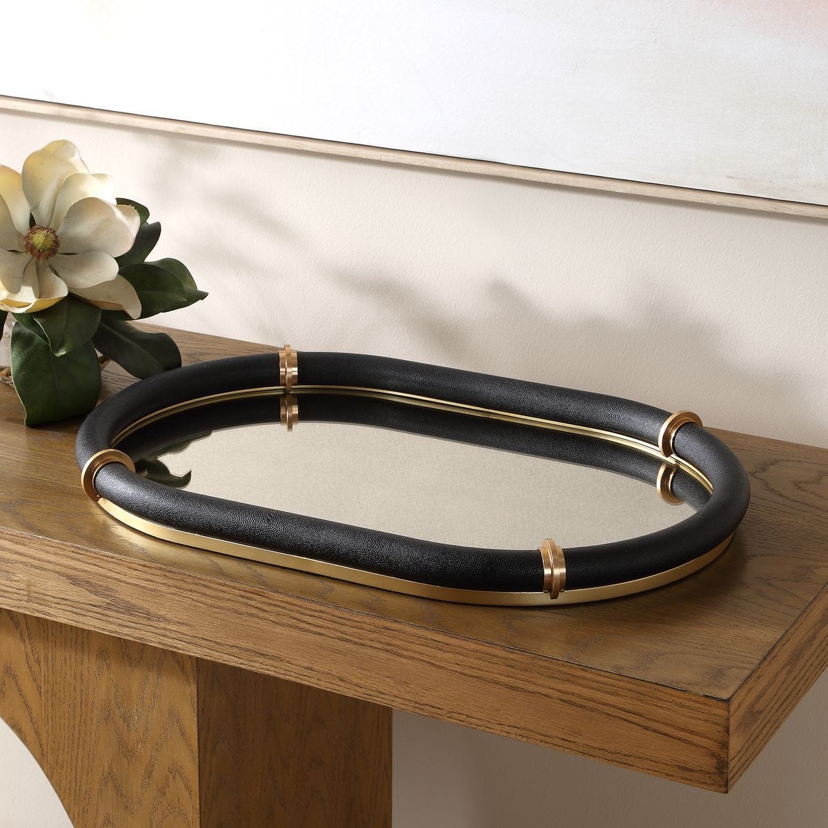 Cyprus Oval Tray, Black - stylish tray to organize and display your favorite items | Image 3 | InSTYLE Home & Rugs