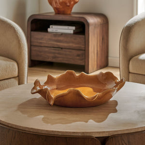 Golden Crest Ruffle Indoor-Outdoor Bowl - modern decorative bowl for displaying fruit or decorative items | Image 3 | InSTYLE Home & Rugs