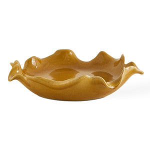 Golden Crest Ruffle Indoor-Outdoor Bowl - modern decorative bowl for displaying fruit or decorative items | Image 2 | InSTYLE Home & Rugs