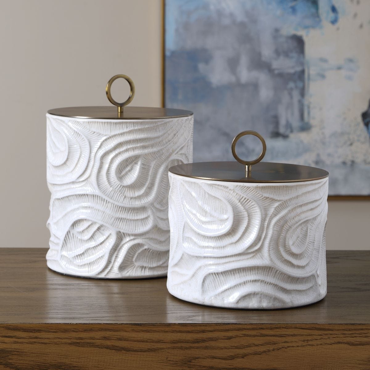 Ivory Tide Indoor-Outdoor Canisters, S/2 - stylish home accessories to complete your decor | Image 1 | InSTYLE Home & Rugs