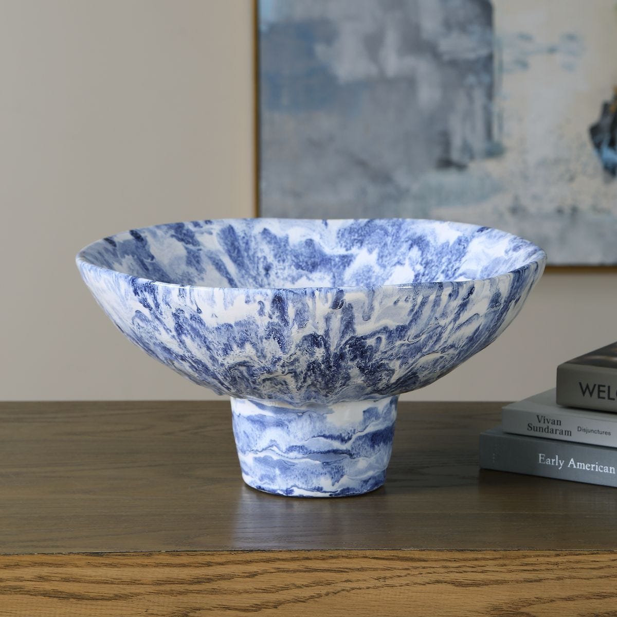 Indigo Marble Pedestal Bowl - stylish decorative bowl to enhance your home decor | Image 3 | InSTYLE Home & Rugs